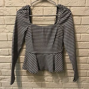 Houndstooth Peplum Top